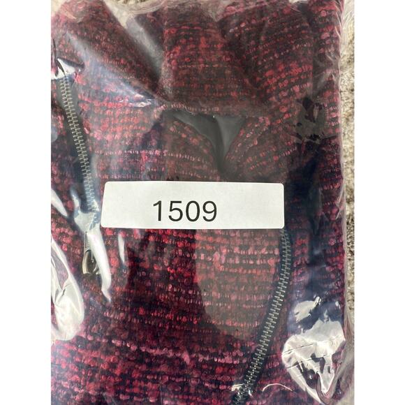 Dana Buchman Women Size 6 Moto Textured Outdoor Jacket Burgundy Long Sleeve Zip - Picture 9 of 9